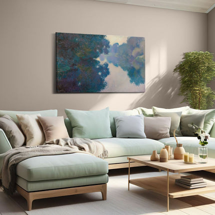 Canvas schilderij woonkamer Kunstwerk van een Rivier en Bomen