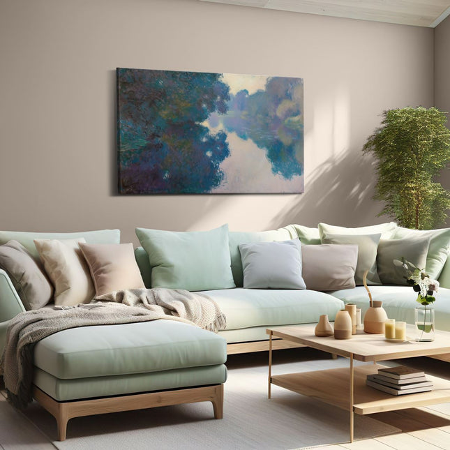 Canvas schilderij woonkamer Kunstwerk van een Rivier en Bomen