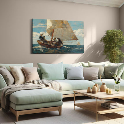 Canvas schilderij woonkamer Kunstwerk van Mensen op een Zeilboot