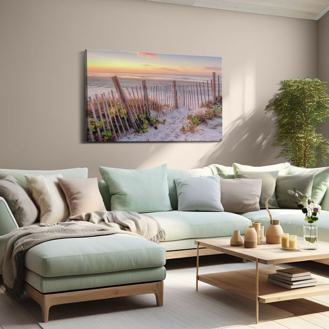 Canvas schilderij woonkamer Pad dat Leidt naar het Strand bij Zonsondergang