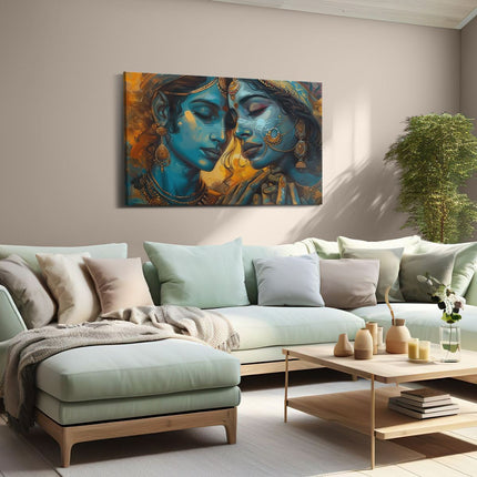 Canvas schilderij woonkamer Twee Indiase Vrouwen Kussen Elkaar