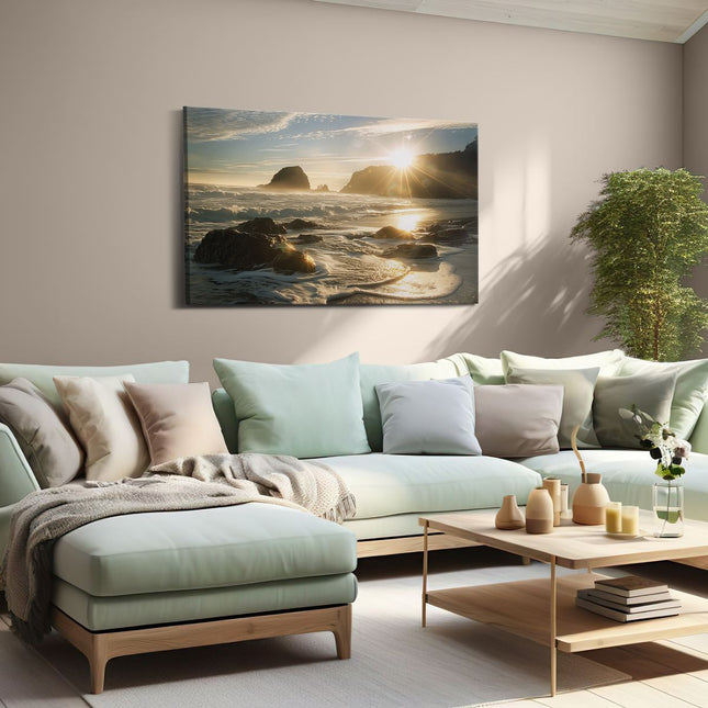 Canvas schilderij woonkamer De Zon schijnt op een Strand