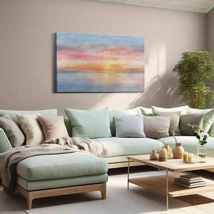 Canvas schilderij woonkamer Aquarelkunstwerk van een Zonsondergang