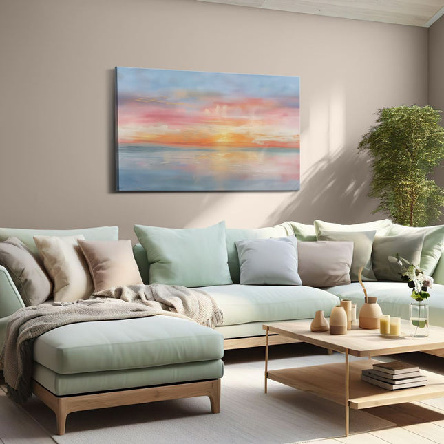 Canvas schilderij woonkamer Aquarelkunstwerk van een Zonsondergang