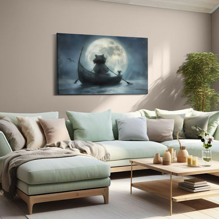 Canvas schilderij woonkamer Teddybeer in een Boot