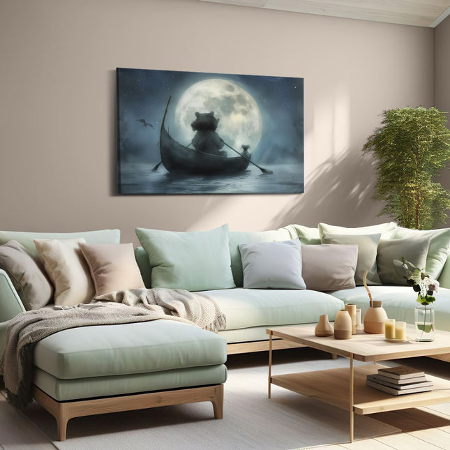 Canvas schilderij woonkamer Teddybeer in een Boot
