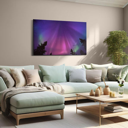 Canvas schilderij woonkamer De Aurora Borealis Verlicht de Hemel
