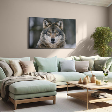 Canvas schilderij woonkamer De Wolf Kijkt naar de Camera