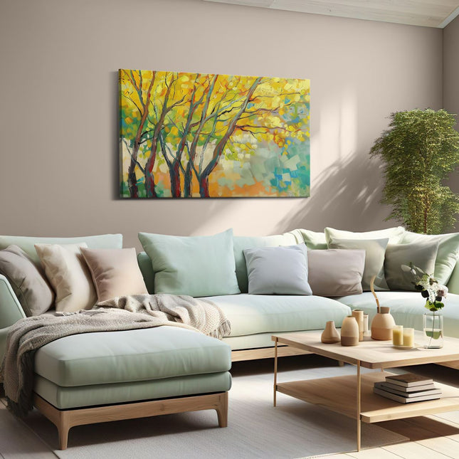 Canvas schilderij woonkamer Kunstwerk van Bomen in de Herfst