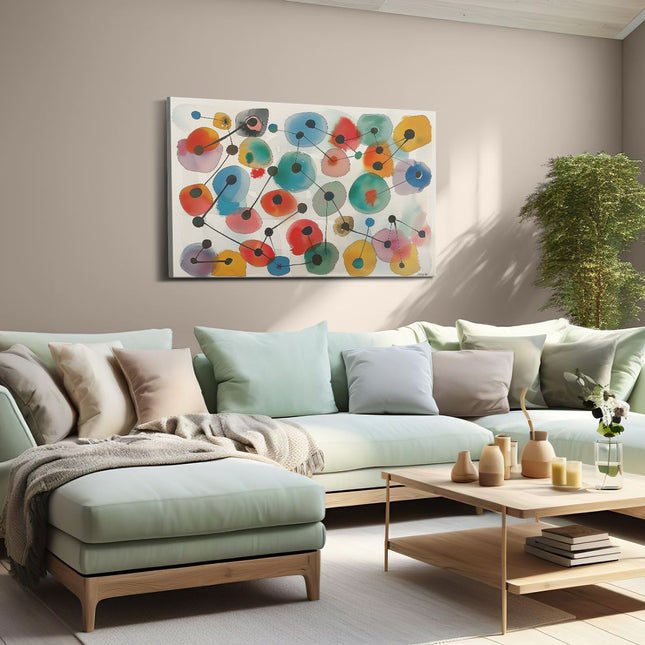 Canvas schilderij woonkamer Aquarelkunstwerk van Cirkels en Stippen