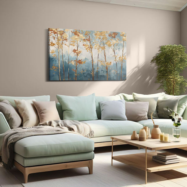 Canvas schilderij woonkamer Kunstwerk van Herfstbomen