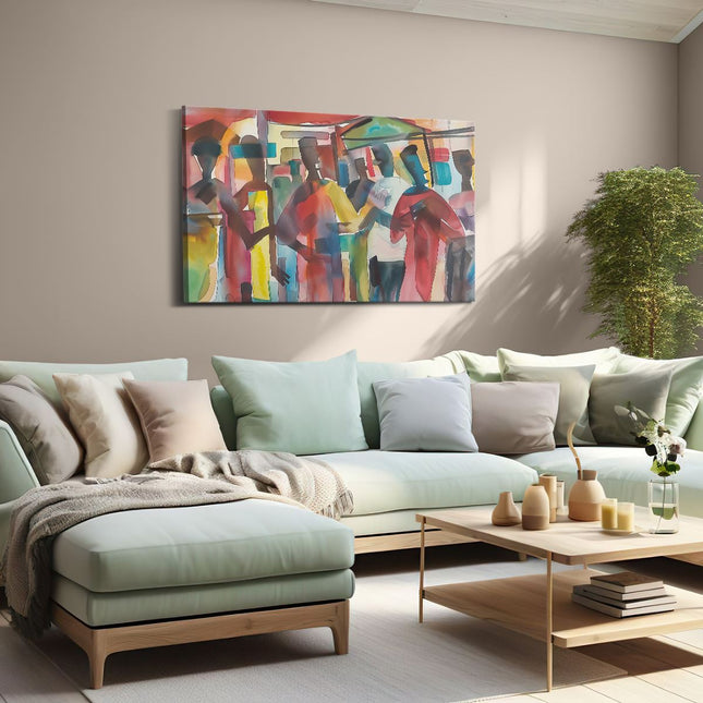 Canvas schilderij woonkamer Kunstwerk van een Groep Mensen