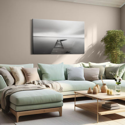 Canvas schilderij woonkamer Zwart Wit Beeld van een Pier in het Water