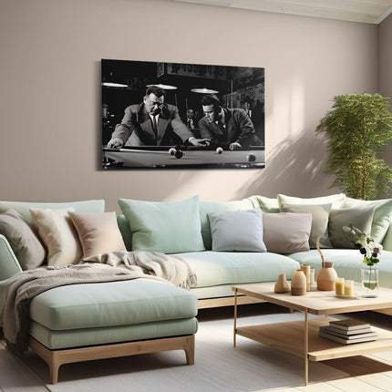 Canvas schilderij woonkamer Twee Mannen die Pool Spelen