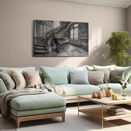 Canvas schilderij woonkamer Verlaten Kamer met een Piano