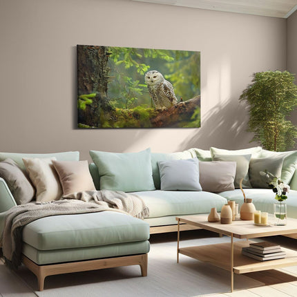 Canvas schilderij woonkamer Sneeuwuil Zat op een Boomtak