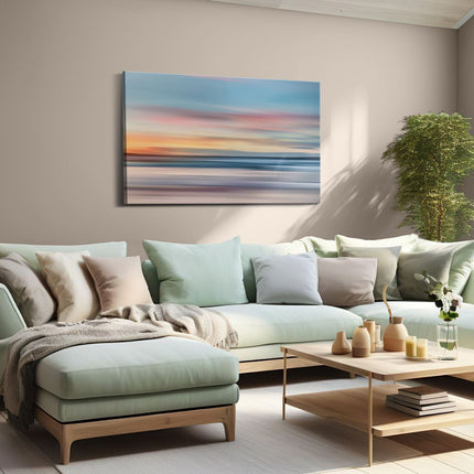 Canvas schilderij woonkamer Wazig Beeld van de Oceaan bij Zonsondergang