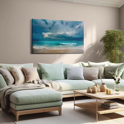 Canvas schilderij woonkamer Stormachtige Lucht boven een Strand