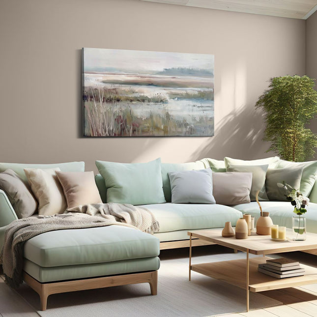 Canvas schilderij woonkamer Kunstwerk van Riet en Water