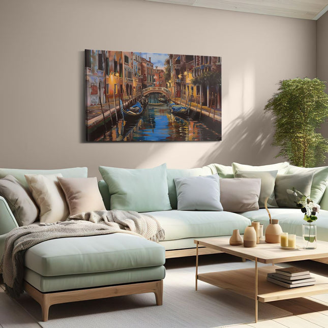 Canvas schilderij woonkamer Kunstwerk van een Kanaal in Venetië