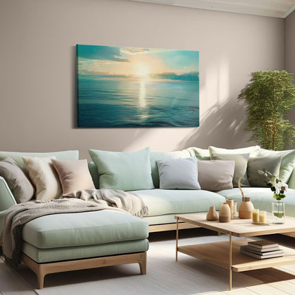 Canvas schilderij woonkamer De Zon gaat onder boven de Oceaan