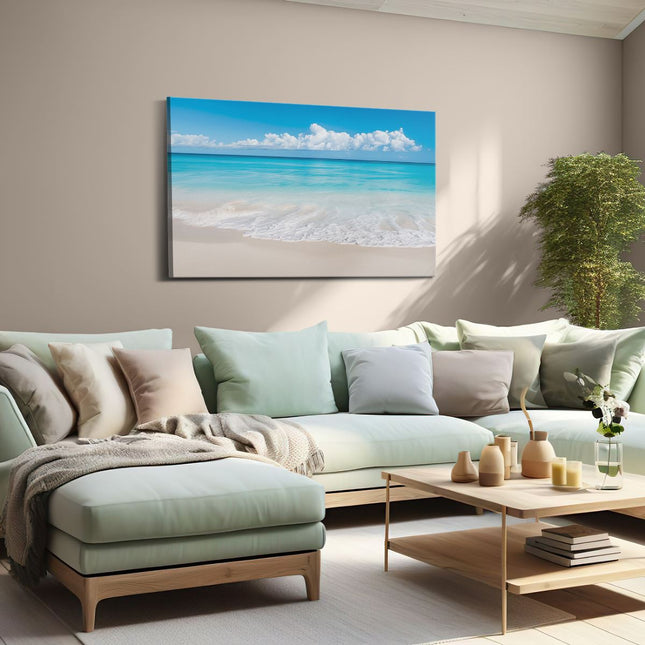 Canvas schilderij woonkamer Wit Zandstrand met Blauw Water