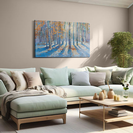 Canvas schilderij woonkamer Berkenbomen in de Sneeuw