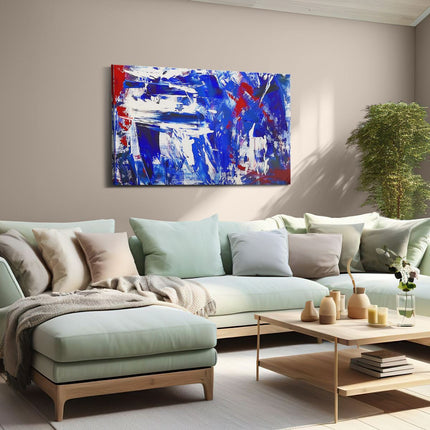 Canvas schilderij woonkamer Abstract Kunstwerk - Rood, Wit en Blauw