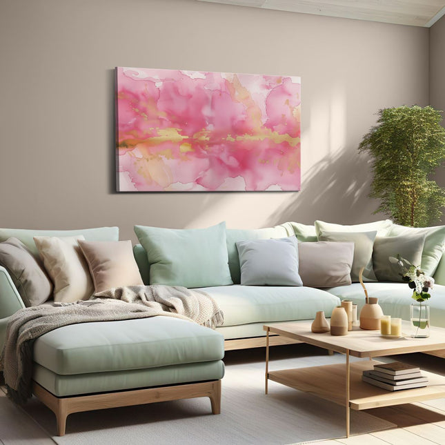 Canvas schilderij woonkamer Roze Aquarelkunstwerk op een Witte Achtergrond