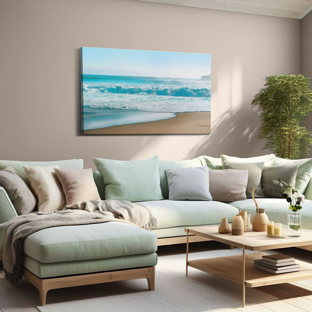 Canvas schilderij woonkamer Zandstrand met Golven