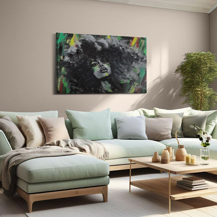 Canvas schilderij woonkamer Vrouw met een Afro