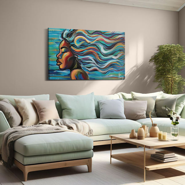 Canvas schilderij woonkamer Abstract Kunstwerk van het haar van een Vrouw