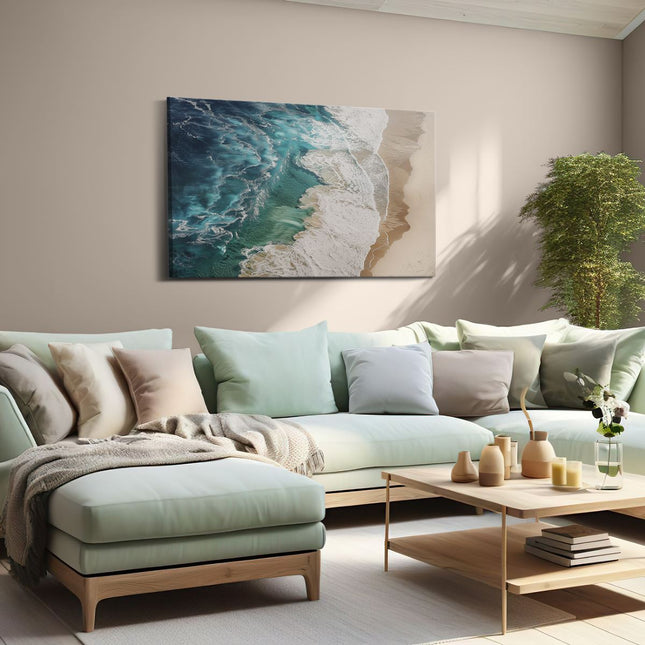 Canvas schilderij woonkamer Strand met Golven en Zand