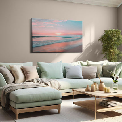 Canvas schilderij woonkamer Zonsondergang op het Strand