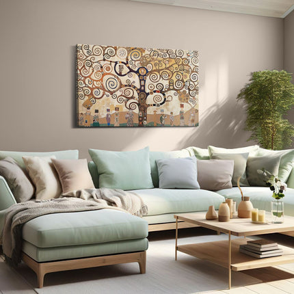 Canvas schilderij woonkamer De Levensboom van Gustav Klimt
