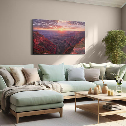 Canvas schilderij woonkamer De Zon gaat onder boven de Grand Canyon