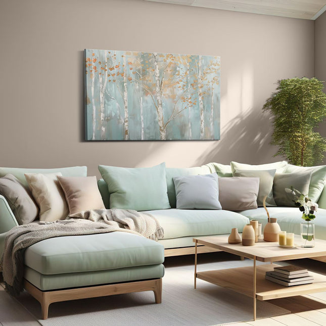 Canvas schilderij woonkamer Kunstwerk van Berkenbomen