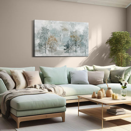 Canvas schilderij woonkamer Aquarelkunstwerk van Bomen