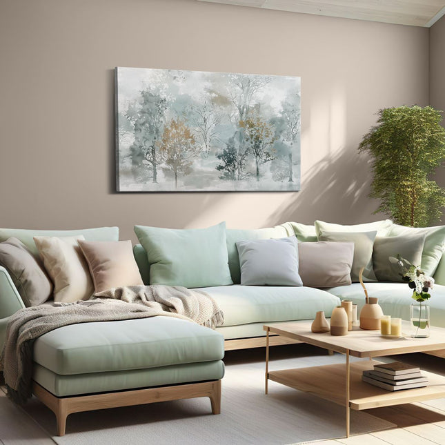 Canvas schilderij woonkamer Aquarelkunstwerk van Bomen