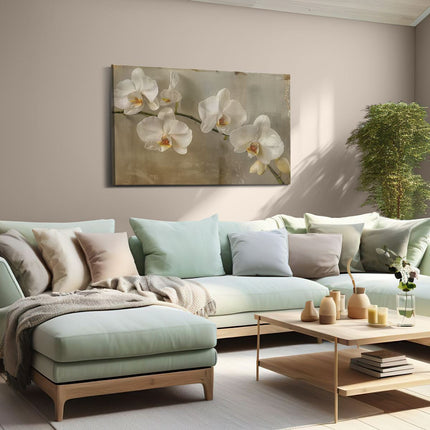 Canvas schilderij woonkamer Witte Orchideeën op een Tak