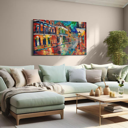 Canvas schilderij woonkamer Kunstwerk van een Straatbeeld in New Orleans
