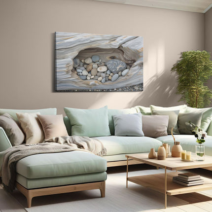 Canvas schilderij woonkamer Rotsen en Kiezelstenen in een Boomstam