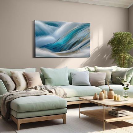Canvas schilderij woonkamer Het Water is Blauw en Goud