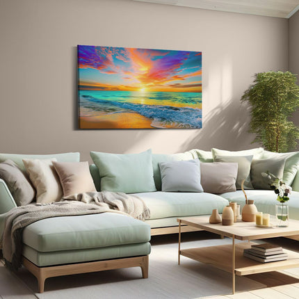 Canvas schilderij woonkamer Kleurrijke Zonsondergang over de Oceaan