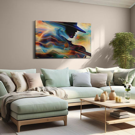 Canvas schilderij woonkamer Man met een Hoed die Viool Speelt
