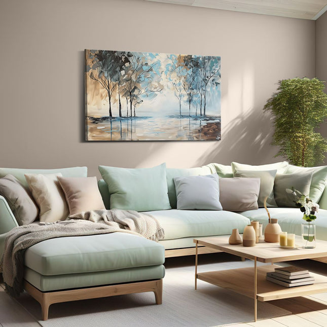 Canvas schilderij woonkamer Kunstwerk van Bomen in het Water