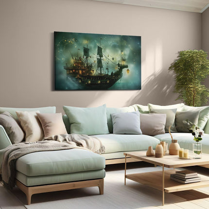 Canvas schilderij woonkamer Piratenschip in de Oceaan