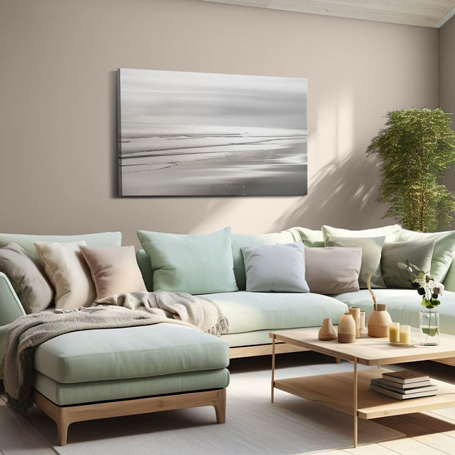 Canvas schilderij woonkamer Zwart Wit Beeld van een Strand