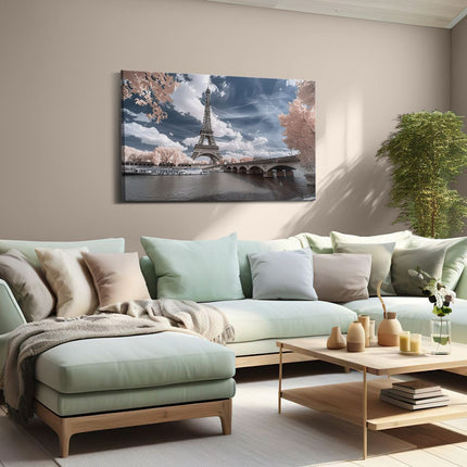 Canvas schilderij woonkamer De Eiffeltoren in Infrarood
