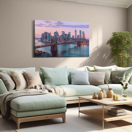 Canvas schilderij woonkamer Brooklyn Bridge in de Schemering